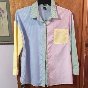 SHEIN Multicolor Striped Button Down Shirt